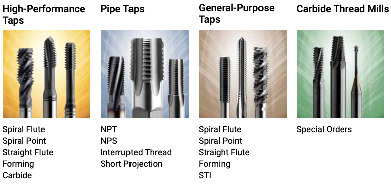 Brubaker Tapping Pipe Taps GP taps Carbide Thread Mills
