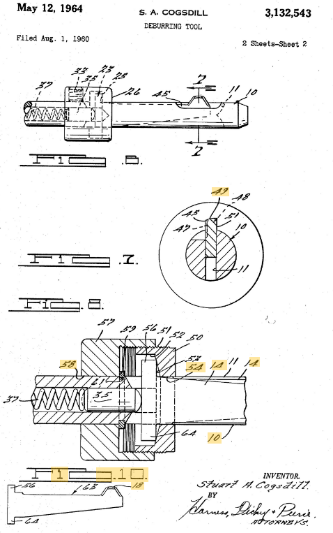 Cogsdill US Patent deburring 3132543A