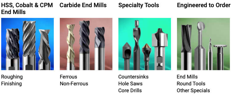 Weldon HSS CObalt CPM End MIll Carbide Specials Engineered round tools